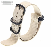 5 Ring Ballistic Army Military Khaki Nylon Fabric 22mm Replacement Watch Band #3022