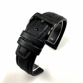 Black 22mm Leather Watch Strap Quick Release Band With Black Steel Buckle #1516