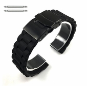 Black Silicone 22mm Replacement Watch Band Strap Double Locking Clasp #4099