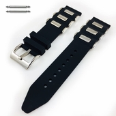 Black Silicone Bullets Style Replacement 22mm Watch Band Strap SS Buckle #4059