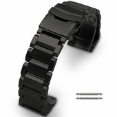 Black Stainless Steel Bracelet Replacement 22mm Watch Band Double Clasp #5002