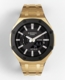 Casioak Mod Watch Casio G-Shock GA-2100 Gold Metal Black Bezel Modded GA2100-1A