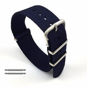 Dark Blue Navy One Piece Slip Through Nylon 22mm Watch Band Strap Buckle #6004