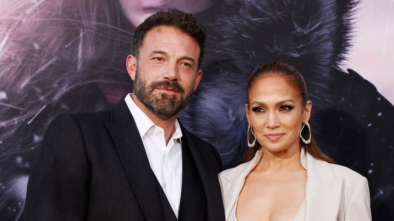 US actress/singer Jennifer Lopez and US actor Ben Affleck arrive for the premiere of "The Mother" at the Westwood Regency Village Theater in Los Angeles, California, on May 10, 2023.