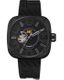Men's CAT Caterpillar Auto Square Limited Edition Automatic Black Silicone Strap Watch AT16821131
