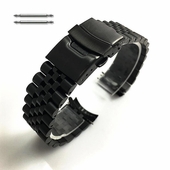 Metal Steel Jubilee Style Black Replacement  Curved End 22mm Watch Band #7002