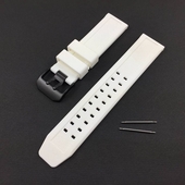 Off White Silicone Replacement 22mm Watch Band Strap Luminox PVD Black Steel Buckle #4052