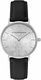 Women's BCBGMAXAZRIA Silver With Black Leather Strap Round BCBG Watch BG50696008